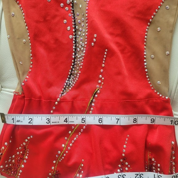 Rhythmic Gymnastics Leotard for Competitions Red size 6 -8 years old - Picture 13 of 14
